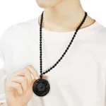 Obsidian Craving Dragon & Phoenix Pendant