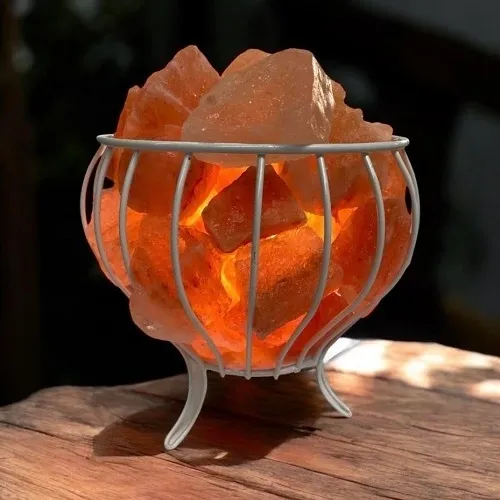 Salt Lamp - White Wire Basket Includes Chunks
