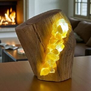 Citrine Quartz Crystal Lamp - Handcrafted With Love