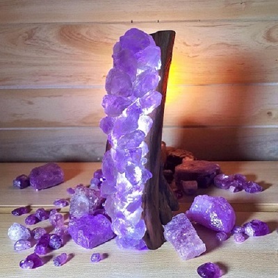 Amethyst Quartz Crystal Lamp - Handcrafted With Love 